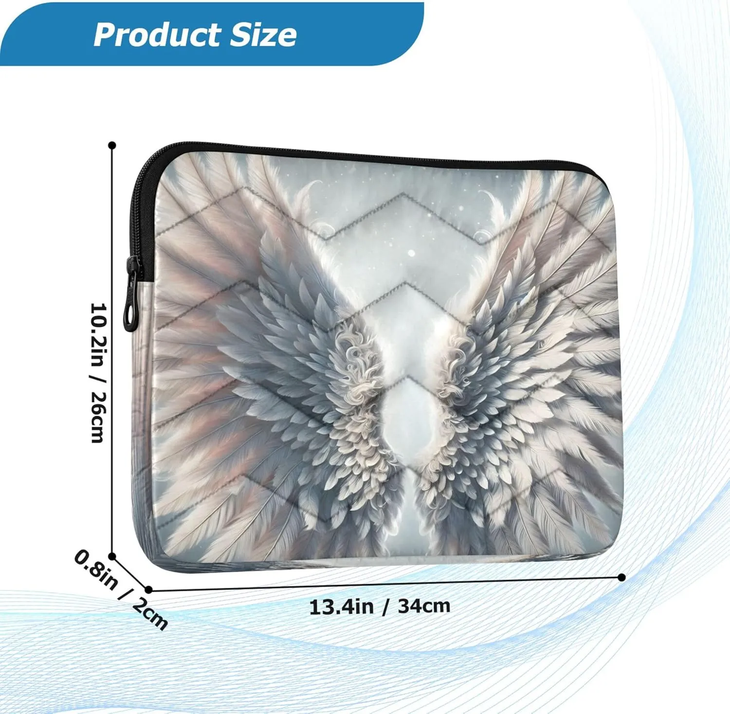 Elegant White Wings Gray Laptop Sleeve, 13-13.3 Inch Laptop Bags for Women, Teacher Bags