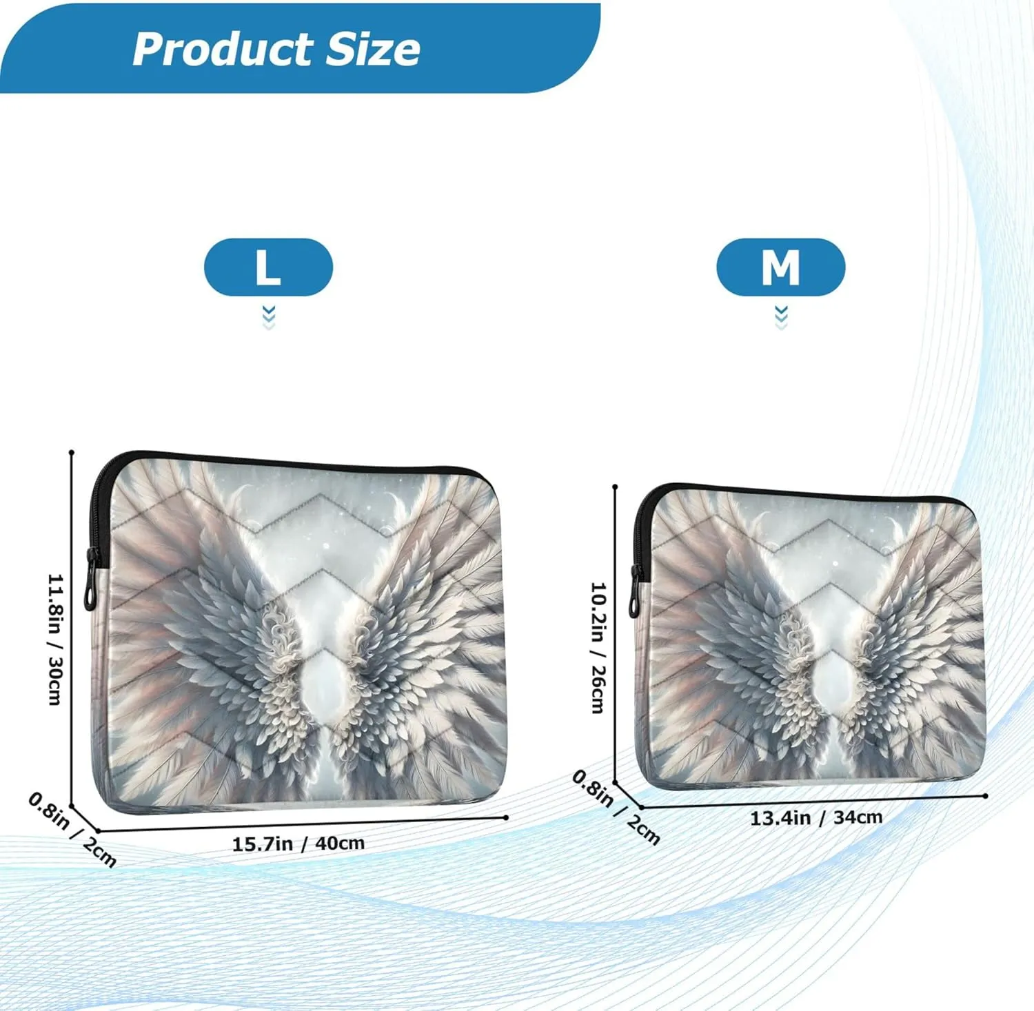 Elegant White Wings Gray Laptop Sleeve, 13-13.3 Inch Laptop Bags for Women, Teacher Bags