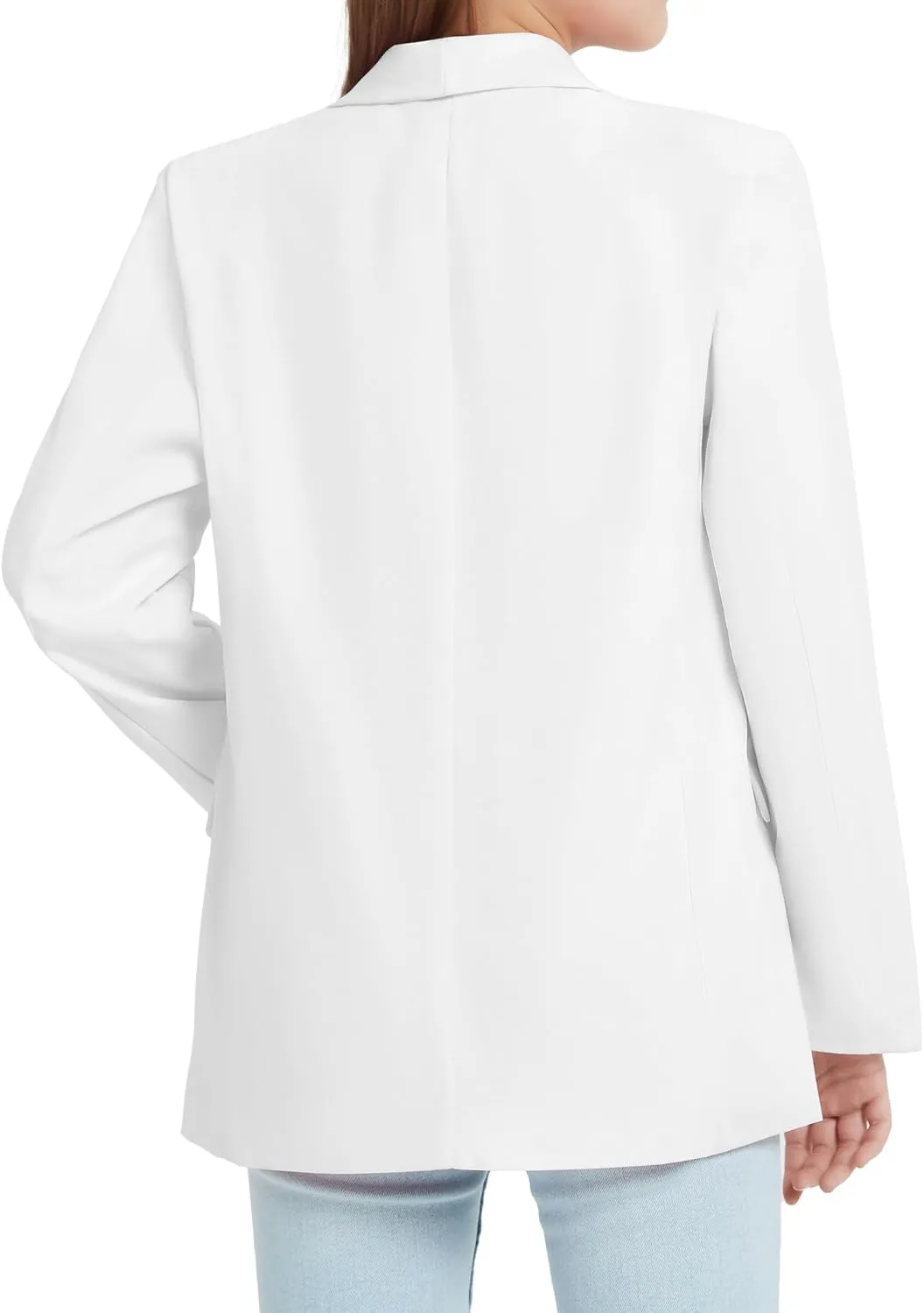 EXARUS Girls Blazer Long Sleeve Shawl Collar Formal Blazers Suit Jacket Open Front Inner Pocket for Kids Size 6-12 Year