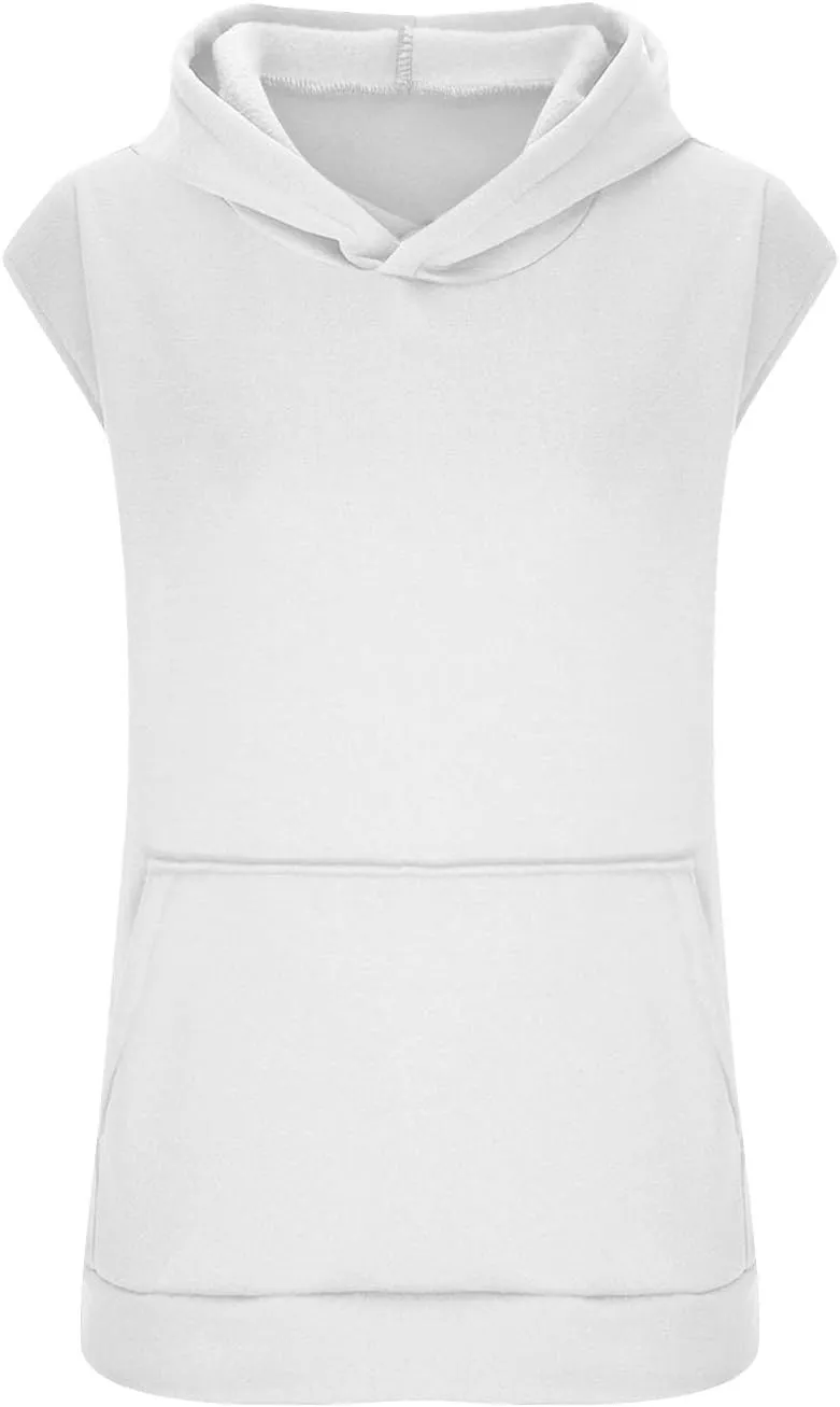 Firzero Women's Lightweight Hooded Vest 2024 Trendy Sleeveless Pullover Casual Hoodie Sweatshirt Drawstring Actvicewear