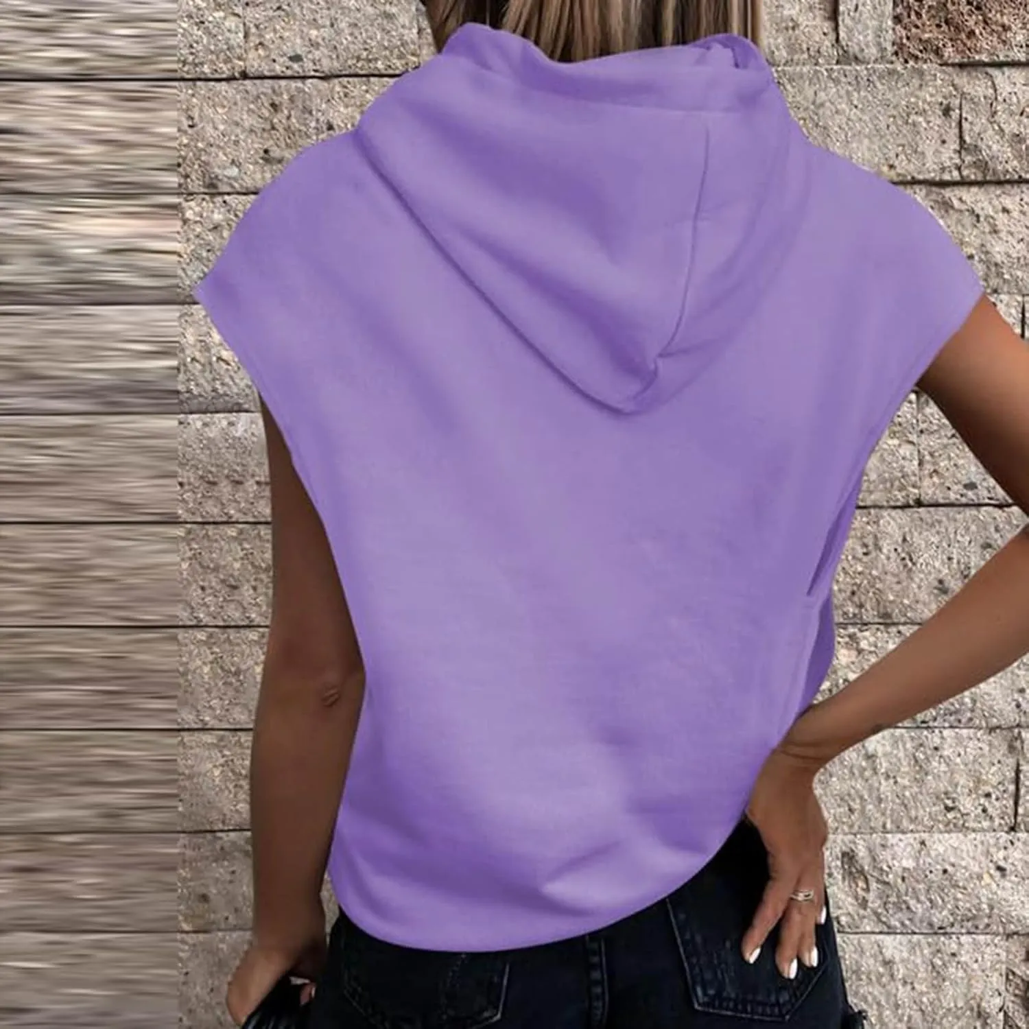 Firzero Women's Lightweight Hooded Vest 2024 Trendy Sleeveless Pullover Casual Hoodie Sweatshirt Drawstring Actvicewear