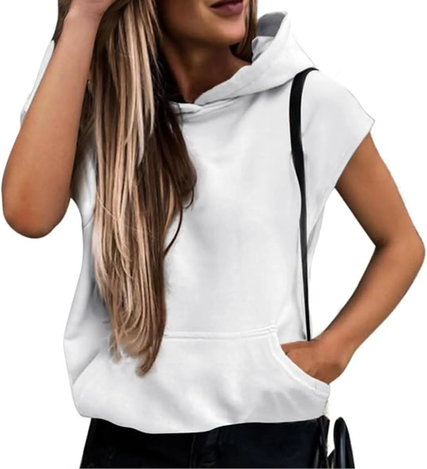 Firzero Women's Lightweight Hooded Vest 2024 Trendy Sleeveless Pullover Casual Hoodie Sweatshirt Drawstring Actvicewear