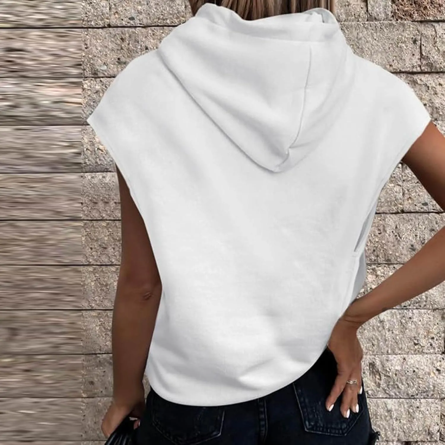 Firzero Women's Lightweight Hooded Vest 2024 Trendy Sleeveless Pullover Casual Hoodie Sweatshirt Drawstring Actvicewear