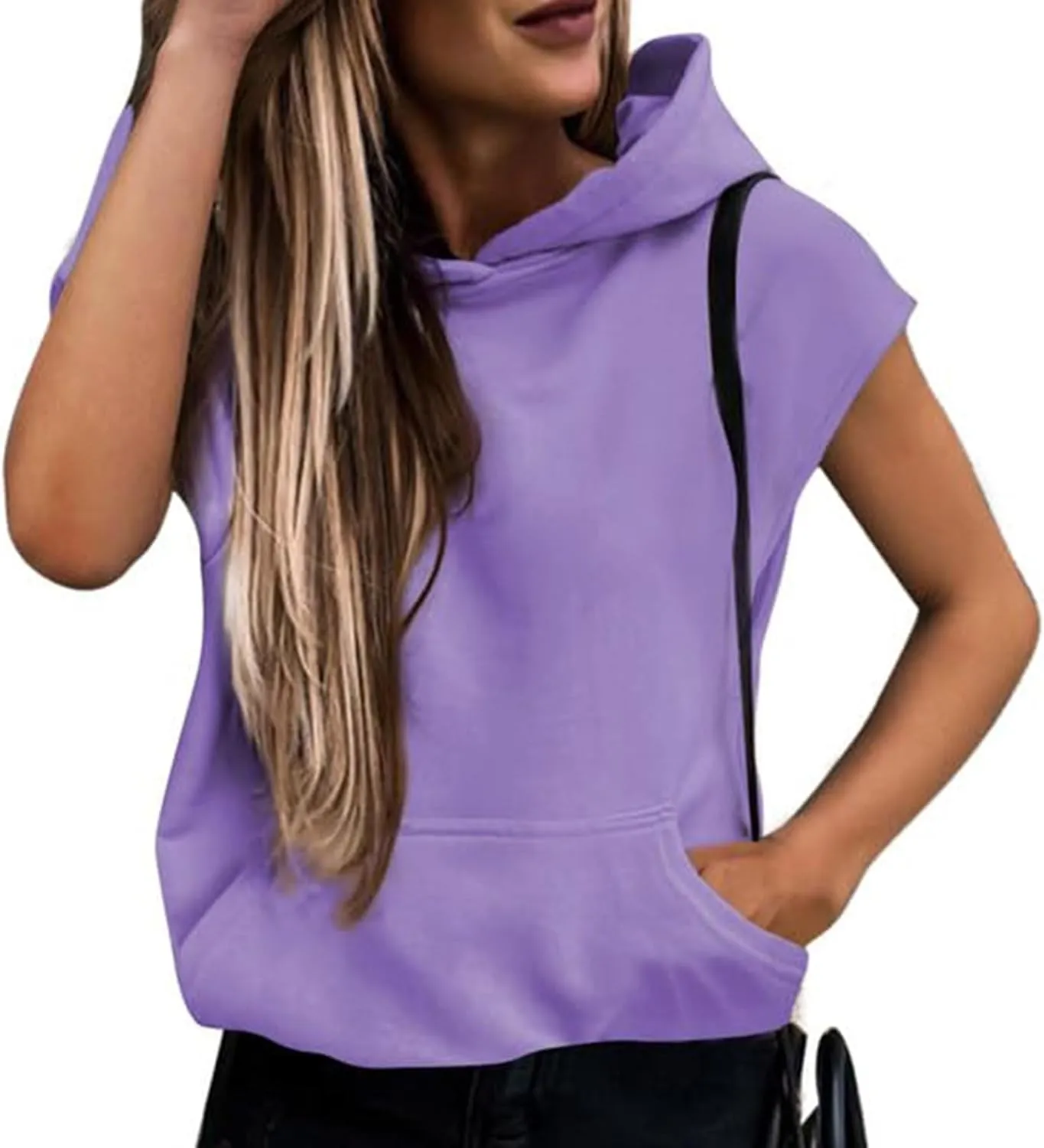 Firzero Women's Lightweight Hooded Vest 2024 Trendy Sleeveless Pullover Casual Hoodie Sweatshirt Drawstring Actvicewear