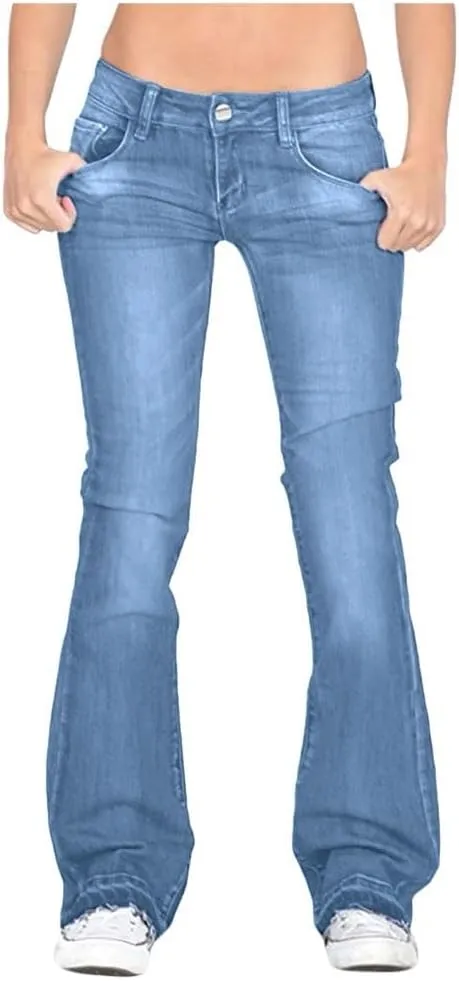 Flare Jeans for Women Button Up Curvy Slim Fit Butt Lifting High Waist Stretch Bell Bottom Jeans Bootcut Denim Pants