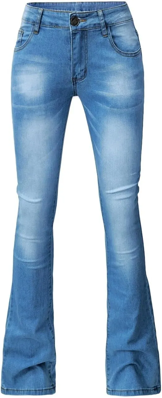 Flare Jeans for Women Button Up Curvy Slim Fit Butt Lifting High Waist Stretch Bell Bottom Jeans Bootcut Denim Pants