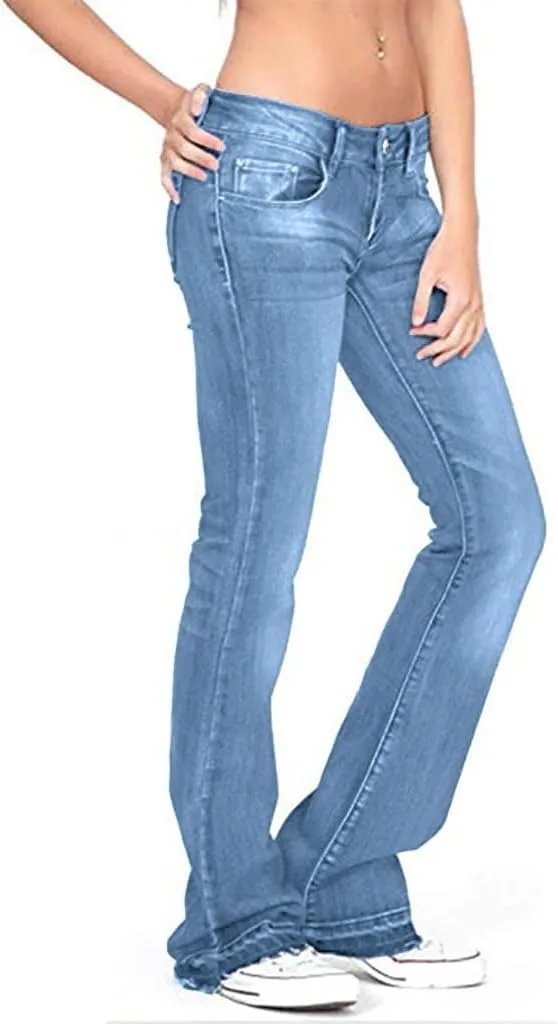 Flare Jeans for Women Button Up Curvy Slim Fit Butt Lifting High Waist Stretch Bell Bottom Jeans Bootcut Denim Pants