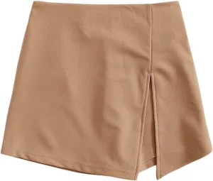 Floerns Women's Casual Asymmetrical High Waisted Bodycon Pencil Skirt Shorts