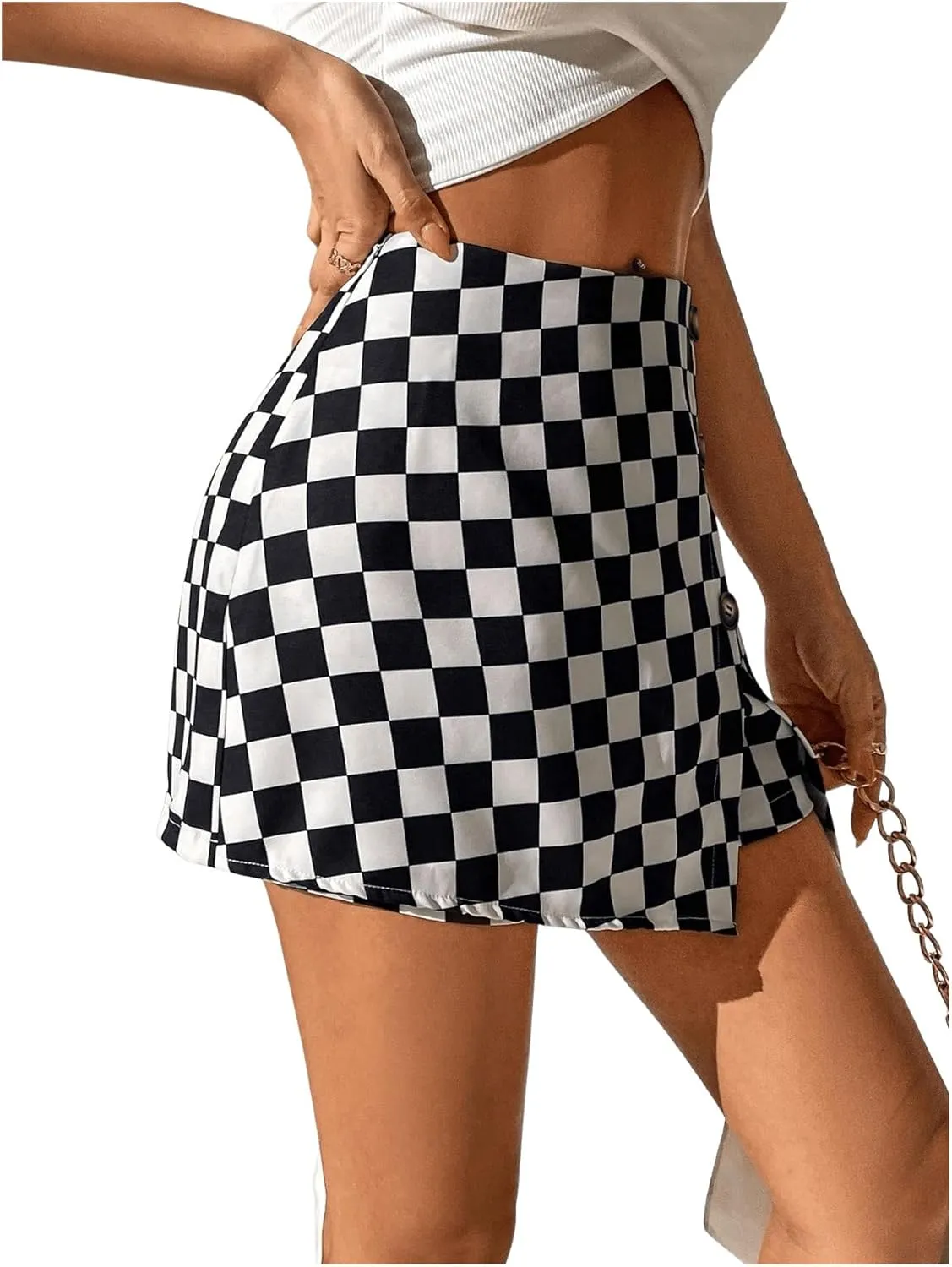 Floerns Women's Casual Asymmetrical High Waisted Bodycon Pencil Skirt Shorts