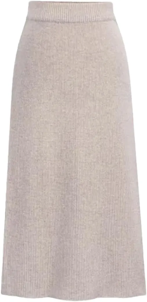 Fnfmrfmr Women Solid Office Lady Woolen Skirt High Waist Warm Slit A-Line Pleated Skirts