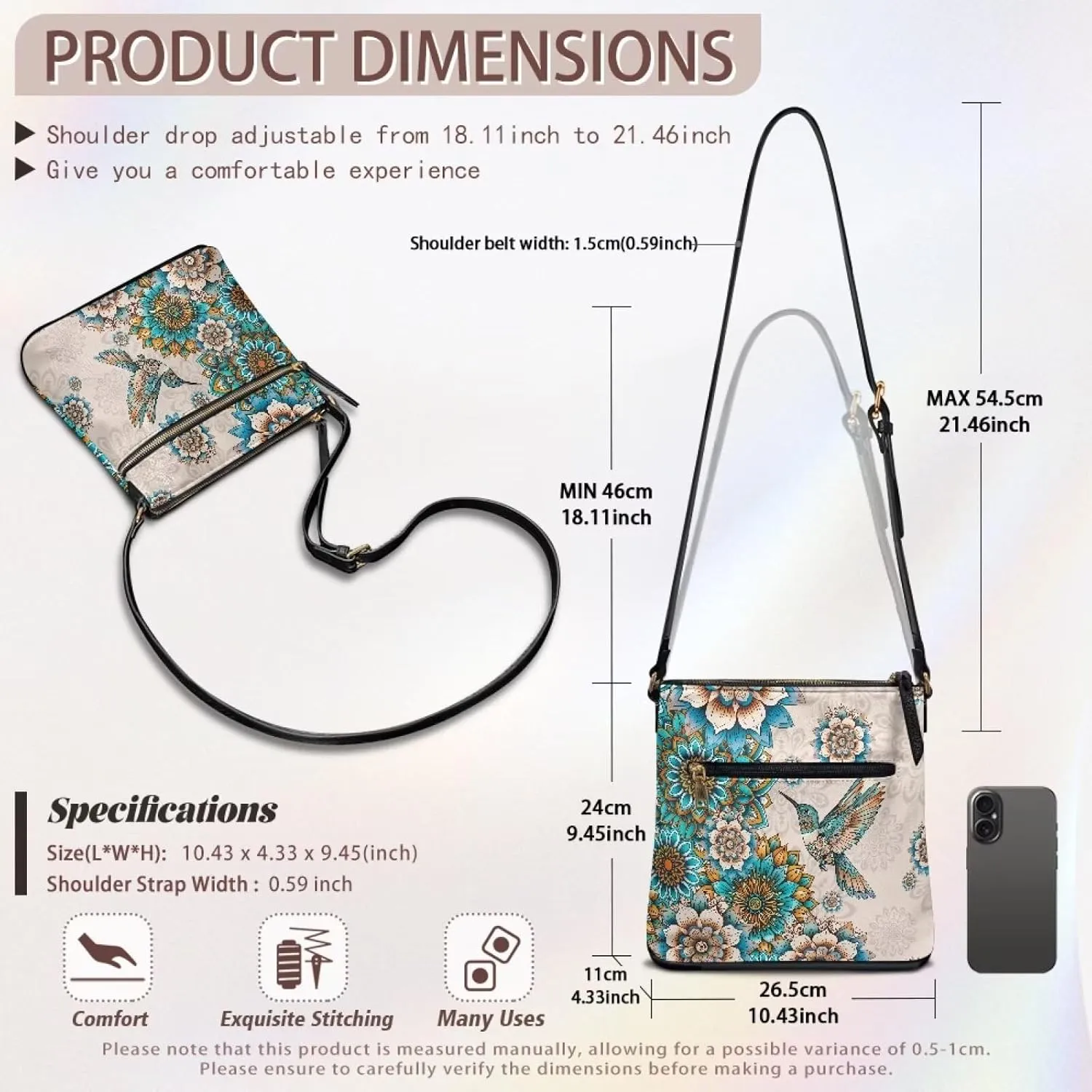 FOR U DESIGNS Leather Crossbody Bags for Women Shoulder Bags for Work Travel Sling Bag