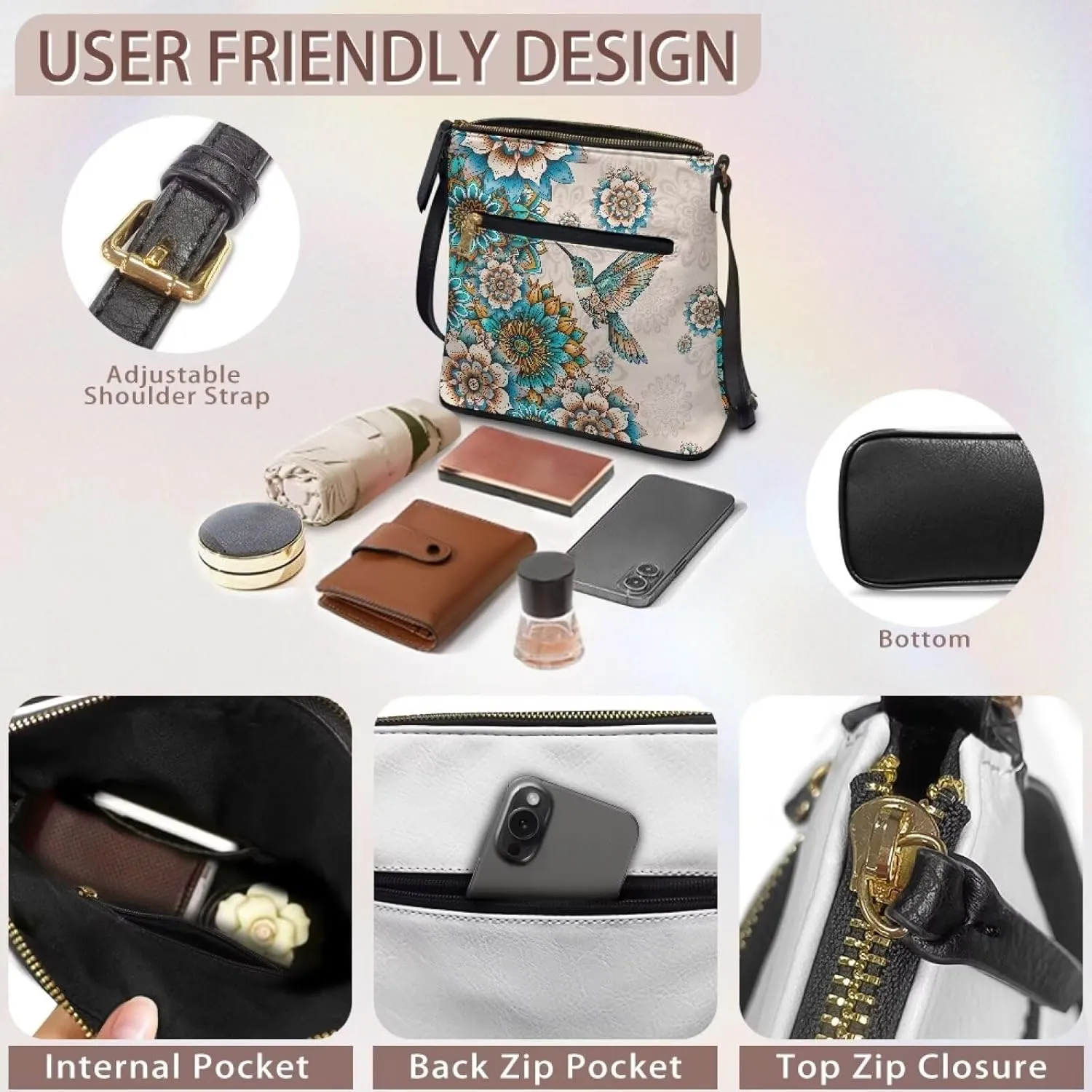 FOR U DESIGNS Leather Crossbody Bags for Women Shoulder Bags for Work Travel Sling Bag