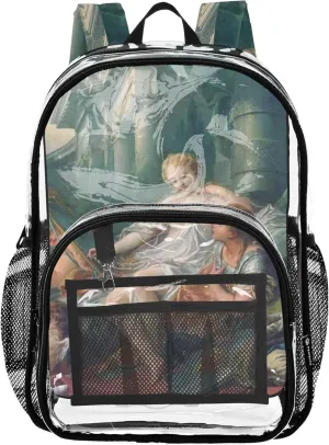 Fran?ois Boucher Print Rococo Venus Clear Bag for Women Travel Girls Backpack for Kids Clear School Shoulder Bag