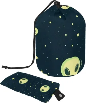 Fun Mini Green Alien Moon 5 Travel Cosmetic Bags Makeup Bag for Women, Foldable Drawstring Travel Cosmetic Bags, Portable Toiletry Bucket Bag