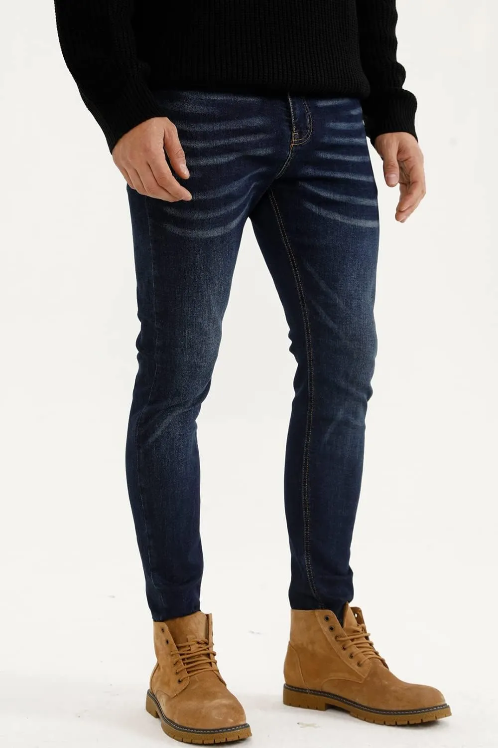 GINGTTO Men's Ripped Jeans Stretch Skinny Denim Pants for Men Tapered Leg