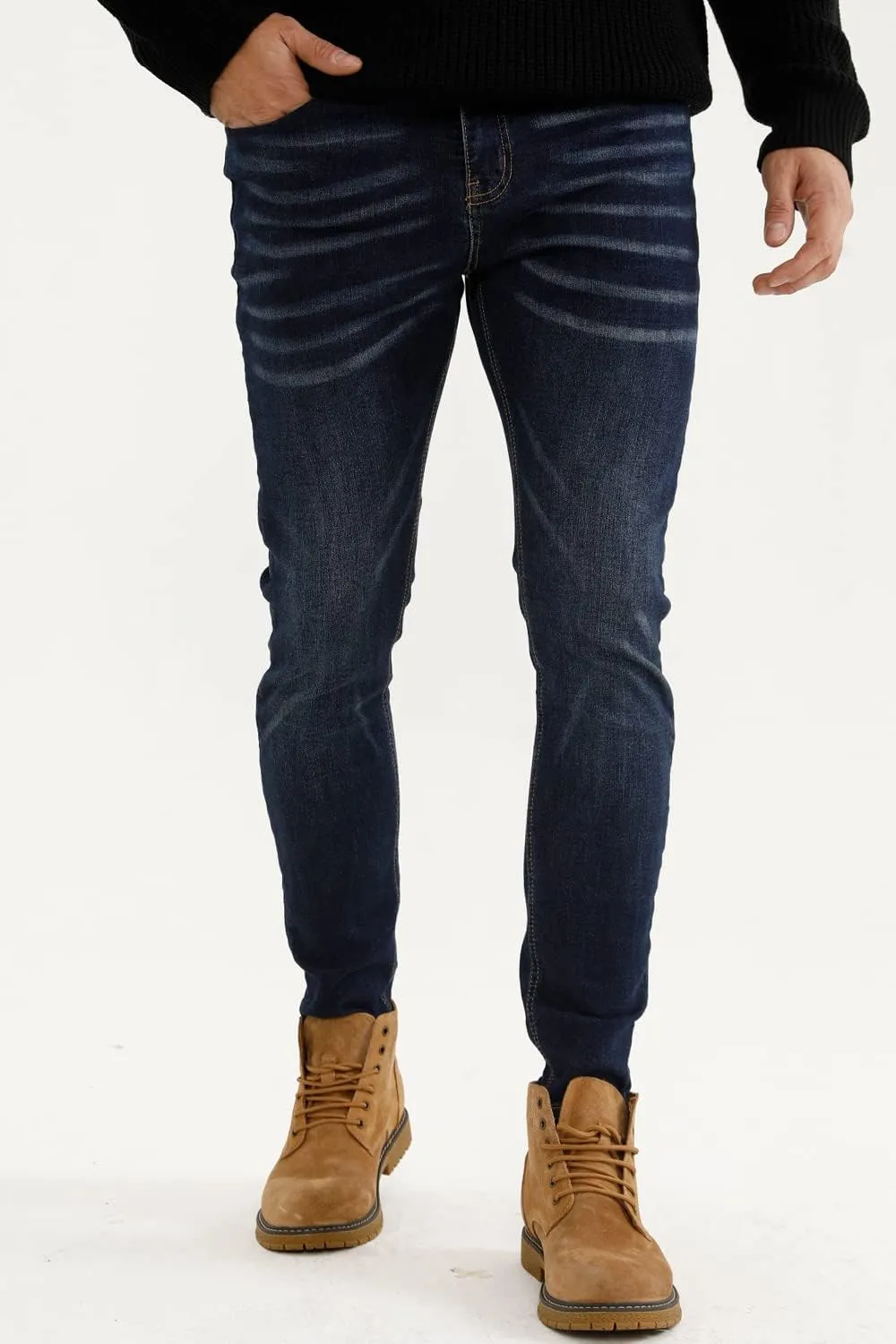 GINGTTO Men's Ripped Jeans Stretch Skinny Denim Pants for Men Tapered Leg
