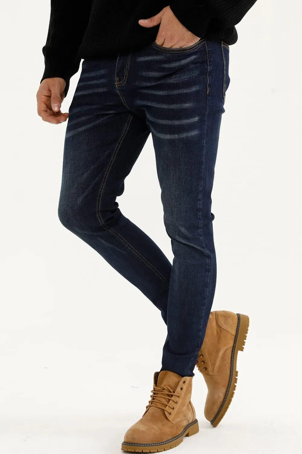 GINGTTO Men's Ripped Jeans Stretch Skinny Denim Pants for Men Tapered Leg