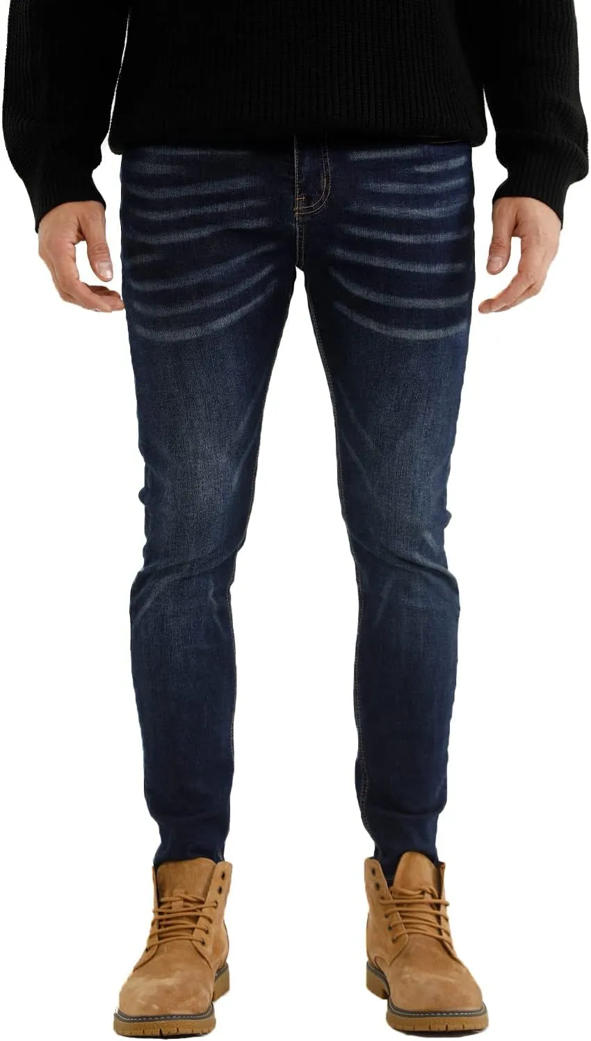GINGTTO Men's Ripped Jeans Stretch Skinny Denim Pants for Men Tapered Leg