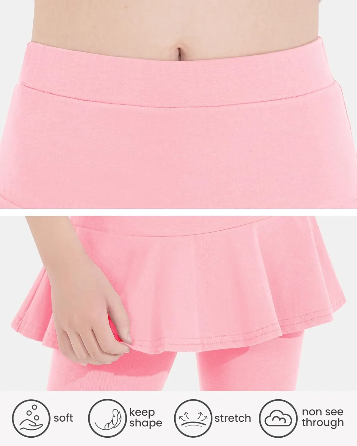 Girls Leggings with Skirt Uniform Skirts for Girls Knee-Length Ruffle Skirt Pants for Kid 4-11 Years