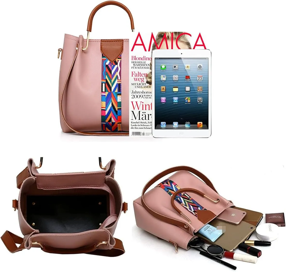 Handbags and Purse for Women Shoulder Bags Top-Handle Bags Tote Satchel Hobo 4pcs Set