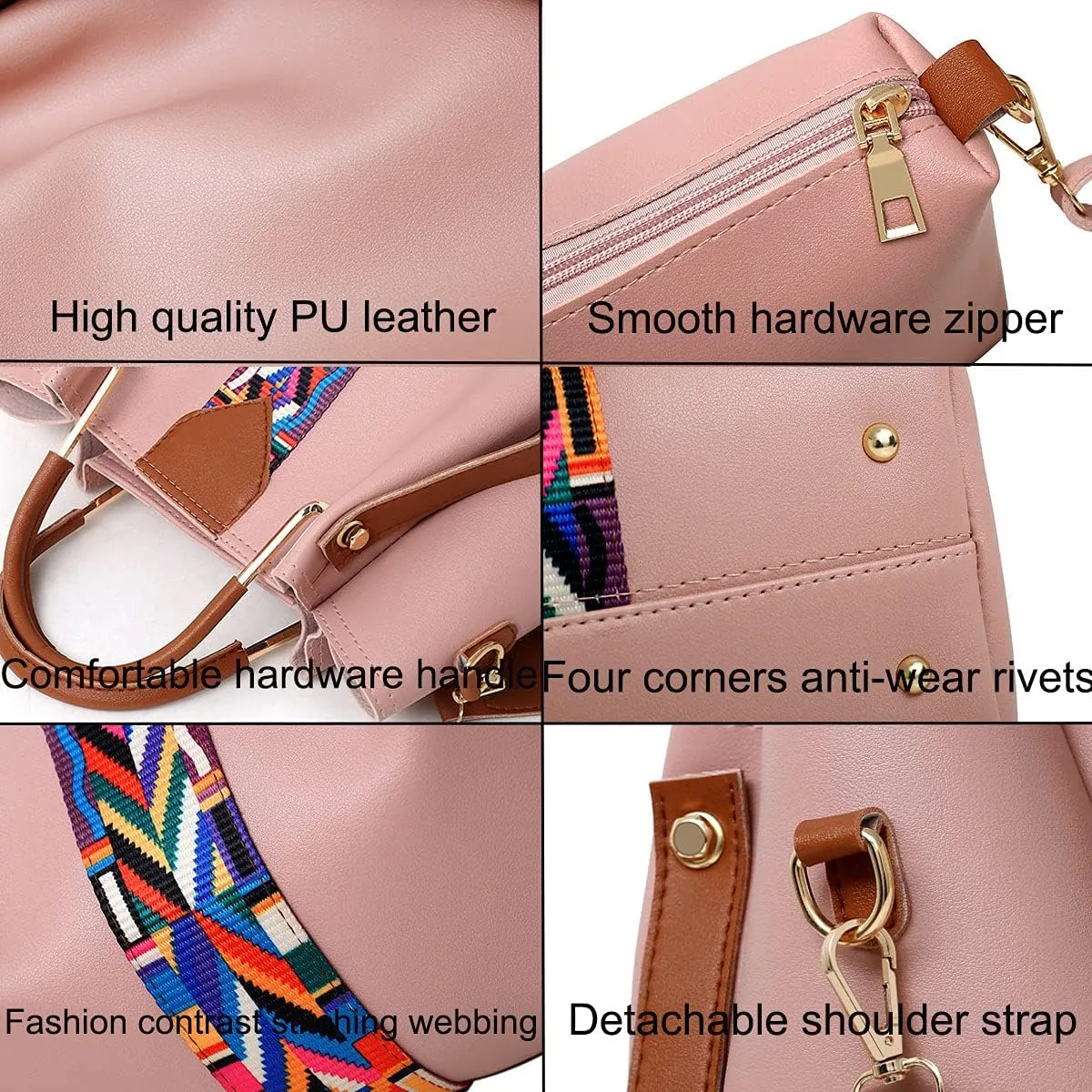 Handbags and Purse for Women Shoulder Bags Top-Handle Bags Tote Satchel Hobo 4pcs Set