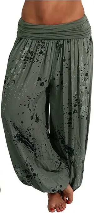 Harem Pants Women High Waist Bohemian Yoga Joggers with Pockets Floral Hippie Clothes Baggy Pants Boho Clothing