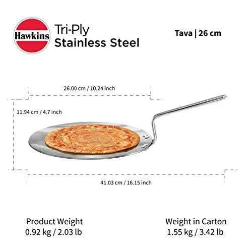 Hawkins Tri-ply Stainless Steel Tava 26 cm