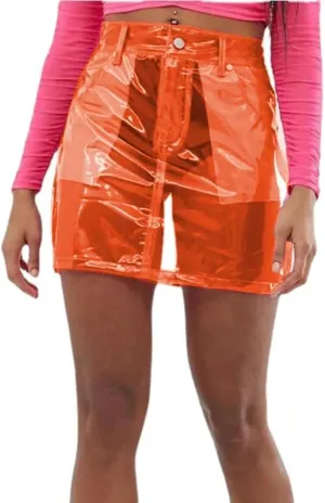 High Waist Clear PVC Mini Skirt Fetish Plastic See-Through Skirt Party Show Club Skirts