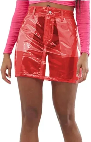 High Waist Clear PVC Mini Skirt Fetish Plastic See-Through Skirt Party Show Club Skirts