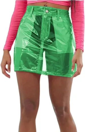 High Waist Clear PVC Mini Skirt Fetish Plastic See-Through Skirt Party Show Club Skirts