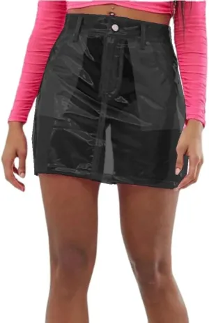 High Waist Clear PVC Mini Skirt Fetish Plastic See-Through Skirt Party Show Club Skirts
