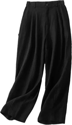 Hndudnff Women Summer Casual Cotton Harem Pants Loose Draped Office Straight Long Trousers