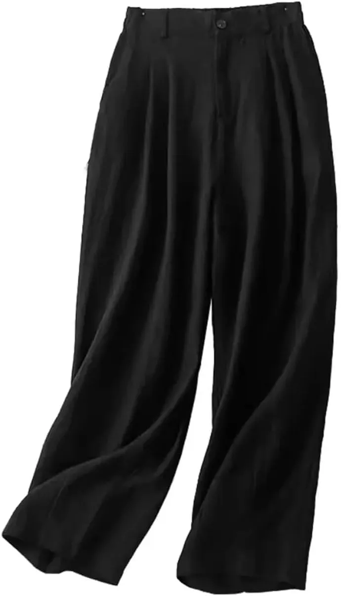 Hndudnff Women Summer Casual Cotton Harem Pants Loose Draped Office Straight Long Trousers