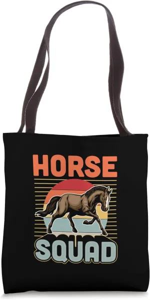 Horse Squad Retro Style Equestrian Tote Bag