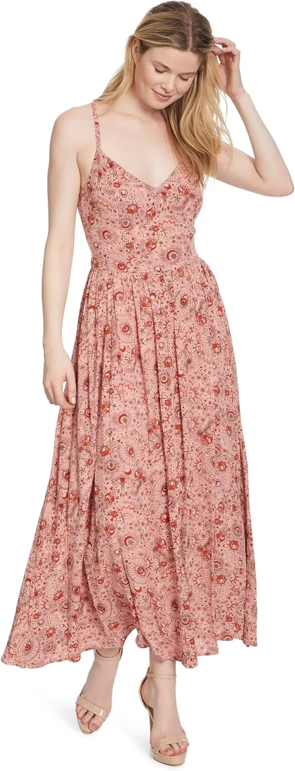 Jessica Simpson Women's Clia Sweetheart Neck Spaghettie Strap Maxi Dress with Tie Back Detailing Standard