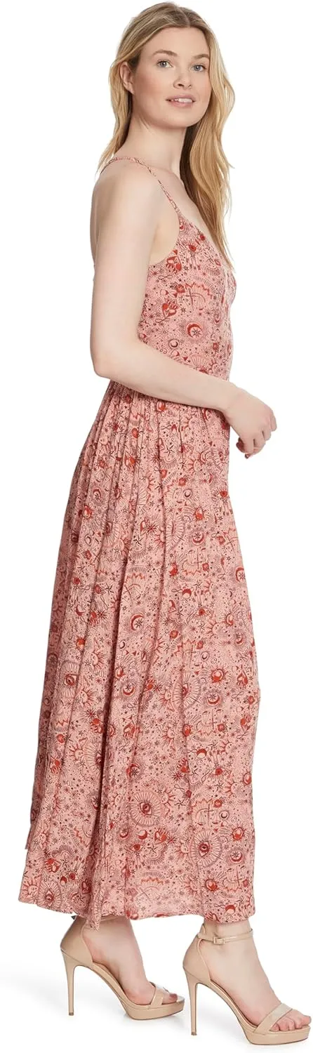 Jessica Simpson Women's Clia Sweetheart Neck Spaghettie Strap Maxi Dress with Tie Back Detailing Standard