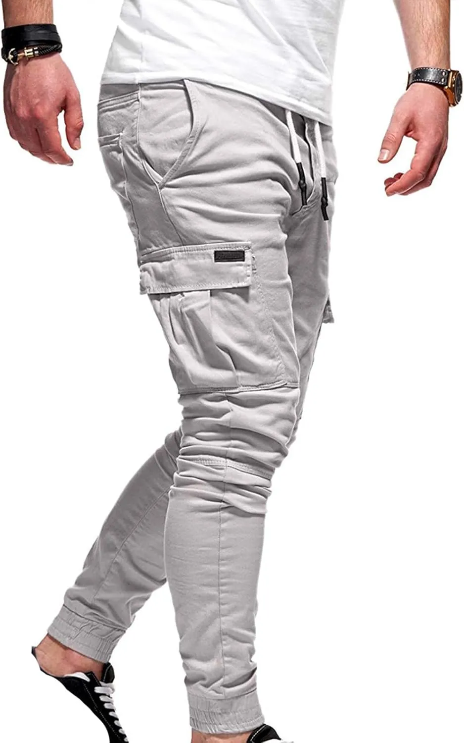 Joggers Trackpants for Men, Casual Solid Slim Fit Cargo Pant Novelty Going Out Hiking Trousers with Pokets