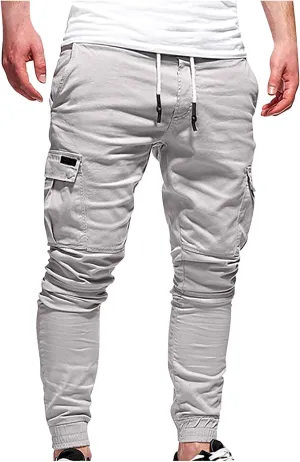 Joggers Trackpants for Men, Casual Solid Slim Fit Cargo Pant Novelty Going Out Hiking Trousers with Pokets