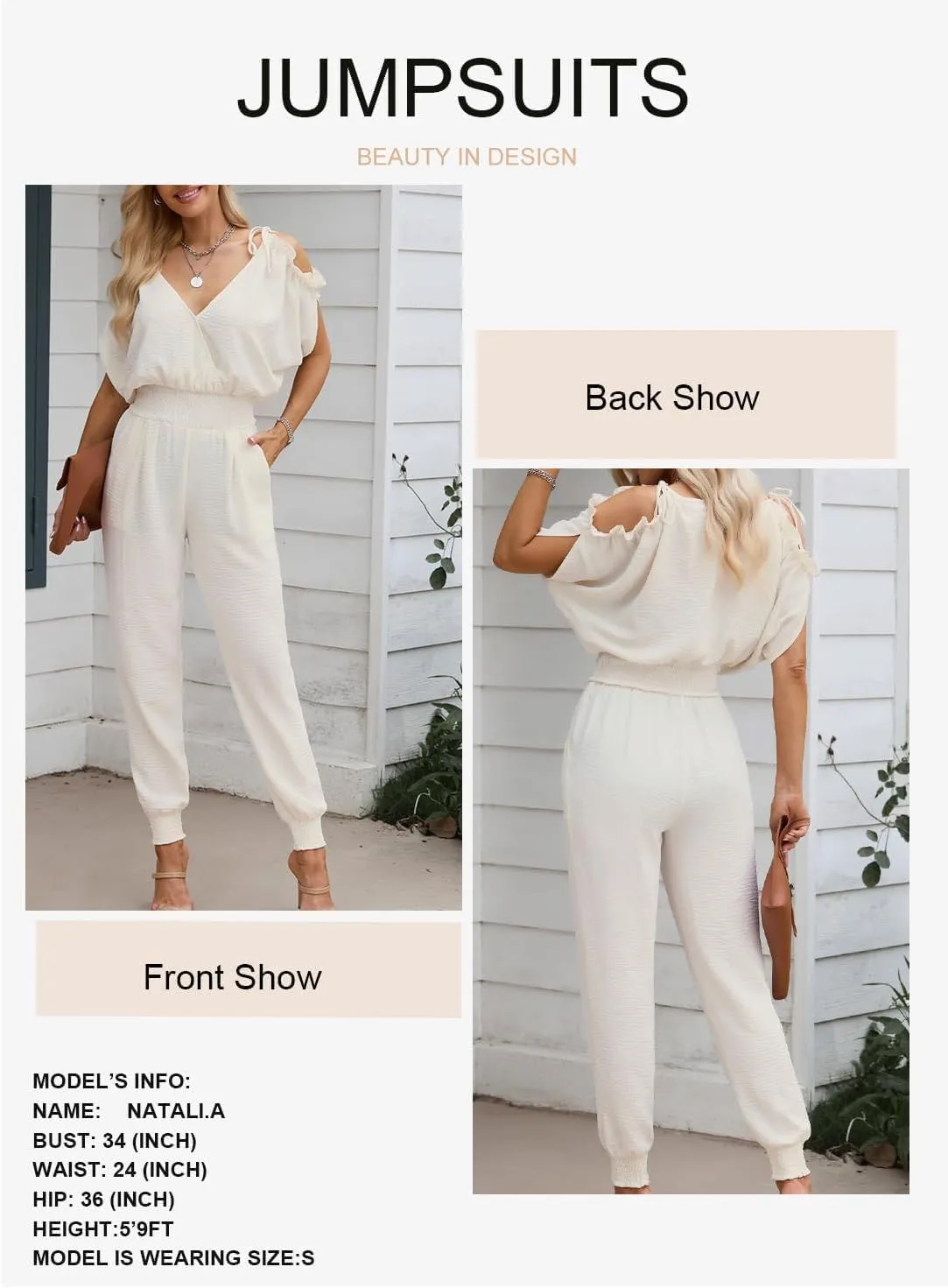 Jumpsuit for Womens Dressy Casual 2025 One Piece Romper Cold Shoulder Outfits for Summer