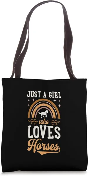 Just A Girl Who Loves Horses Bohemian Rainbow Boho Style Tote Bag