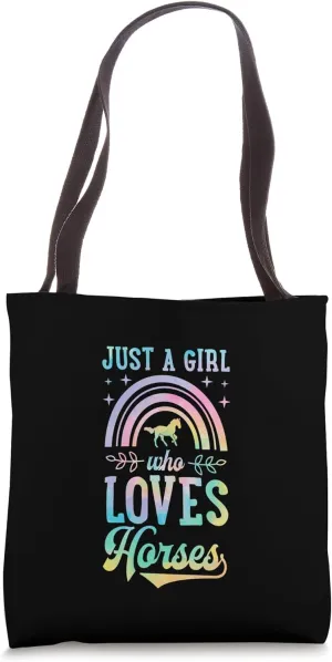Just A Girl Who Loves Horses Bohemian Rainbow Boho Style Tote Bag