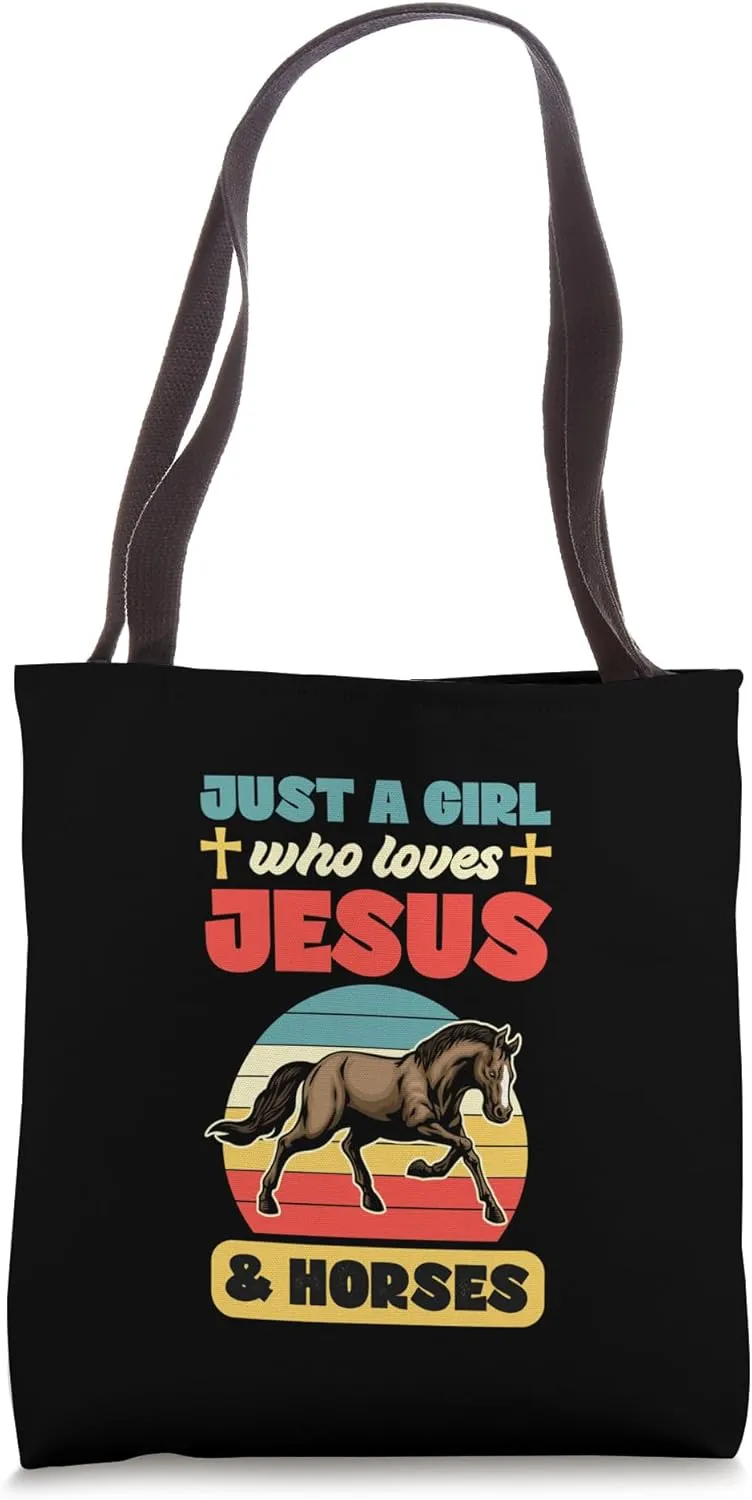 Just A Girl Who Loves Jesus And Horses Christian Tote Bag