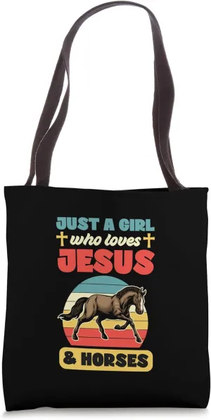 Just A Girl Who Loves Jesus And Horses Christian Tote Bag