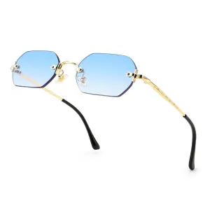 Karsaer Vintage Rectangle Sunglasses Rimless Frameless Candy Color Glasses Women Men
