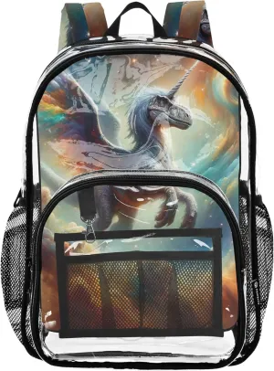 Kids Backpack Boys Girls Unicorn Dinosaur Space Travel Clear Bags for Women Plastic Transparent Bookbag