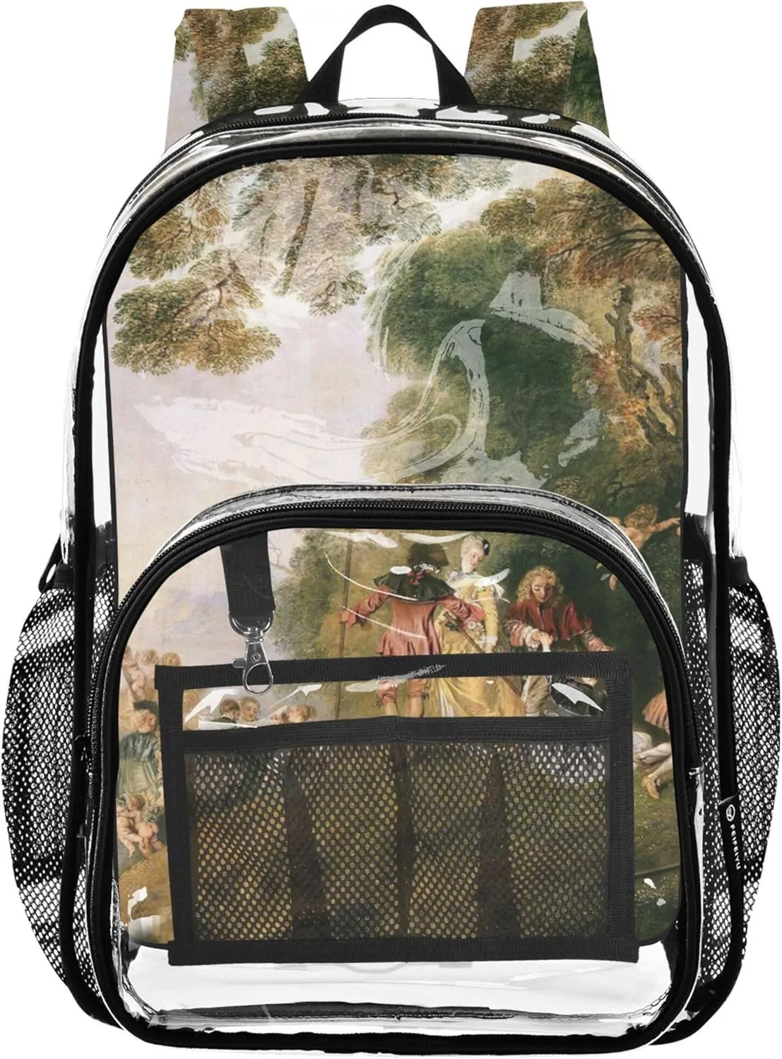 Kids Backpack for Girls Antoine Watteau Embarkation Cythera Travel Clear Bags for Women Plastic See through Bookbag