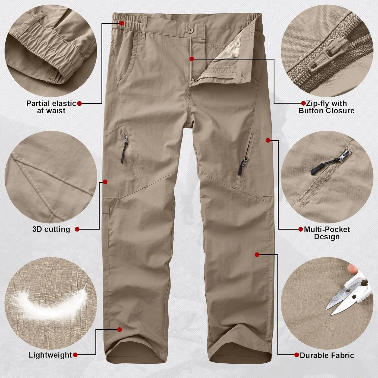 Kids' Cargo Pants, Youth Boys' Hiking Casual Outdoor Quick Dry Boy Scout Pants