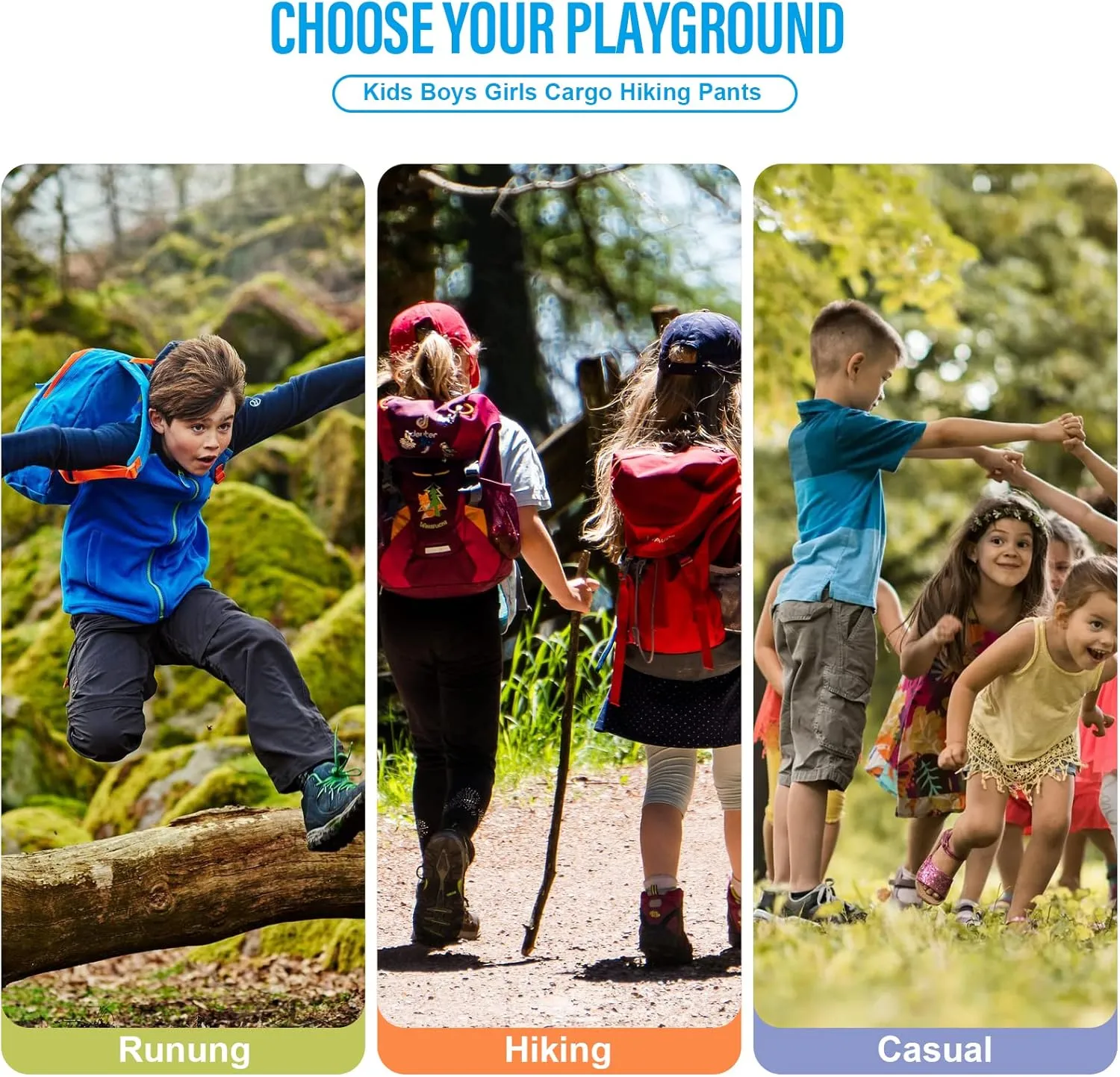 Kids' Cargo Pants, Youth Boys' Hiking Casual Outdoor Quick Dry Boy Scout Pants