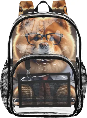 Kids Girls Backpack Boys Chow Chow Dog Cute Puppy Travel Clear Bags for Women School Clear Plastic Bag Pvc