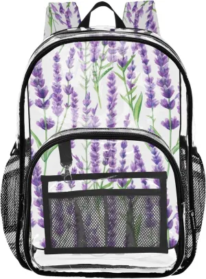 Kids Girls Backpack Boys Watercolor Lavender Purple Women Clear Backpack Cute Pvc School Plastic Bookbag